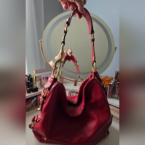 Coach Red Shoulder Bag with Gold Hardware